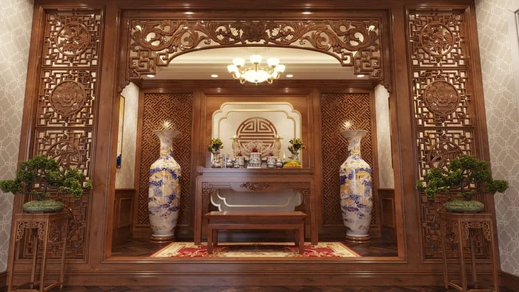 Thiết kế phòng thờ - không gian tín ngưỡng, tâm linh đặc biệt 1 phong-tho