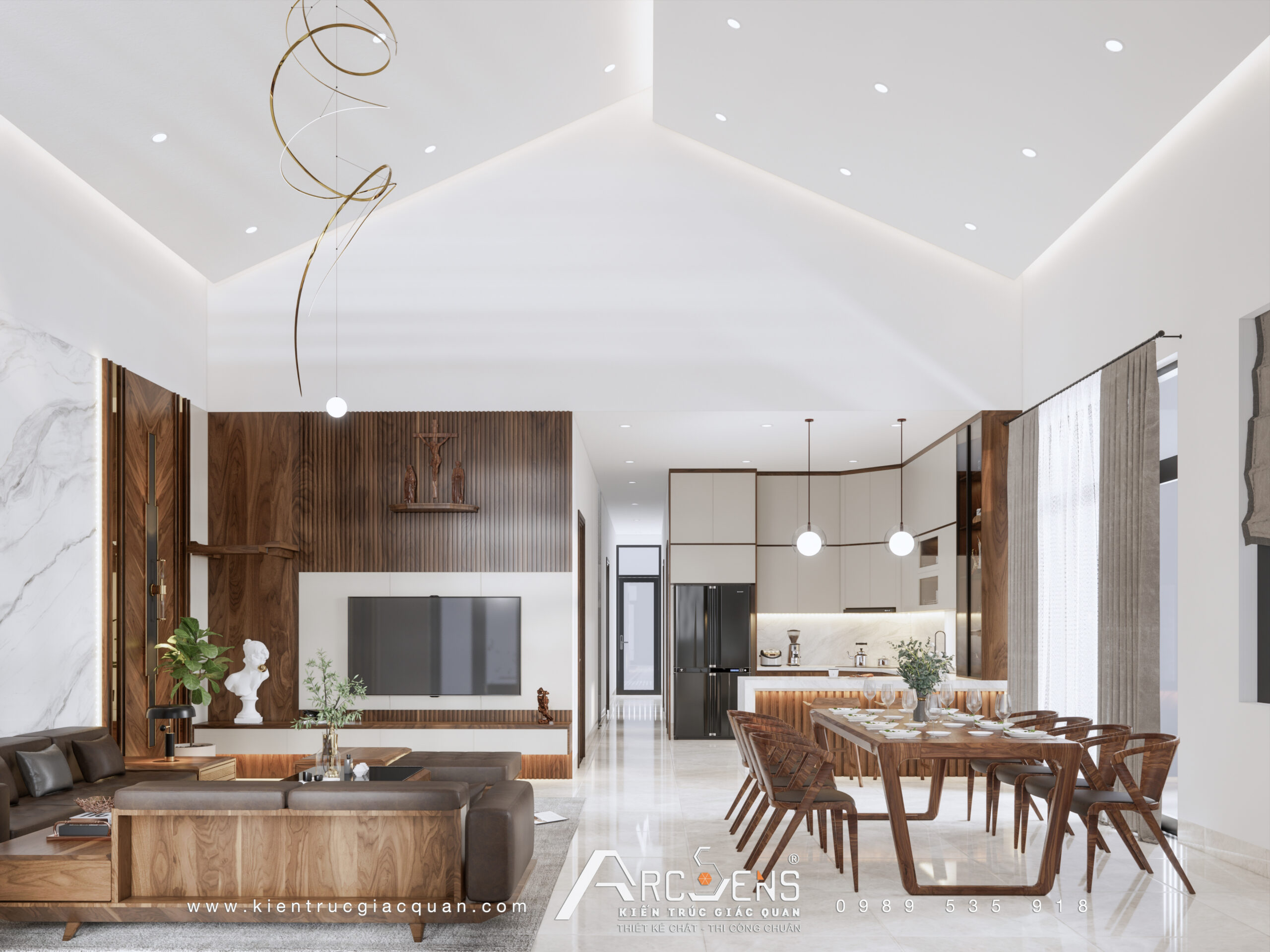 Trang chủ 6 thiết kế nội thất phòng khách liền bếp